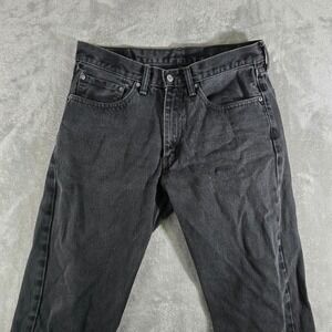 Levi's 505 Jeans Regular Fit Black Wash Denim Pants Classic‎ Mens W34 L30